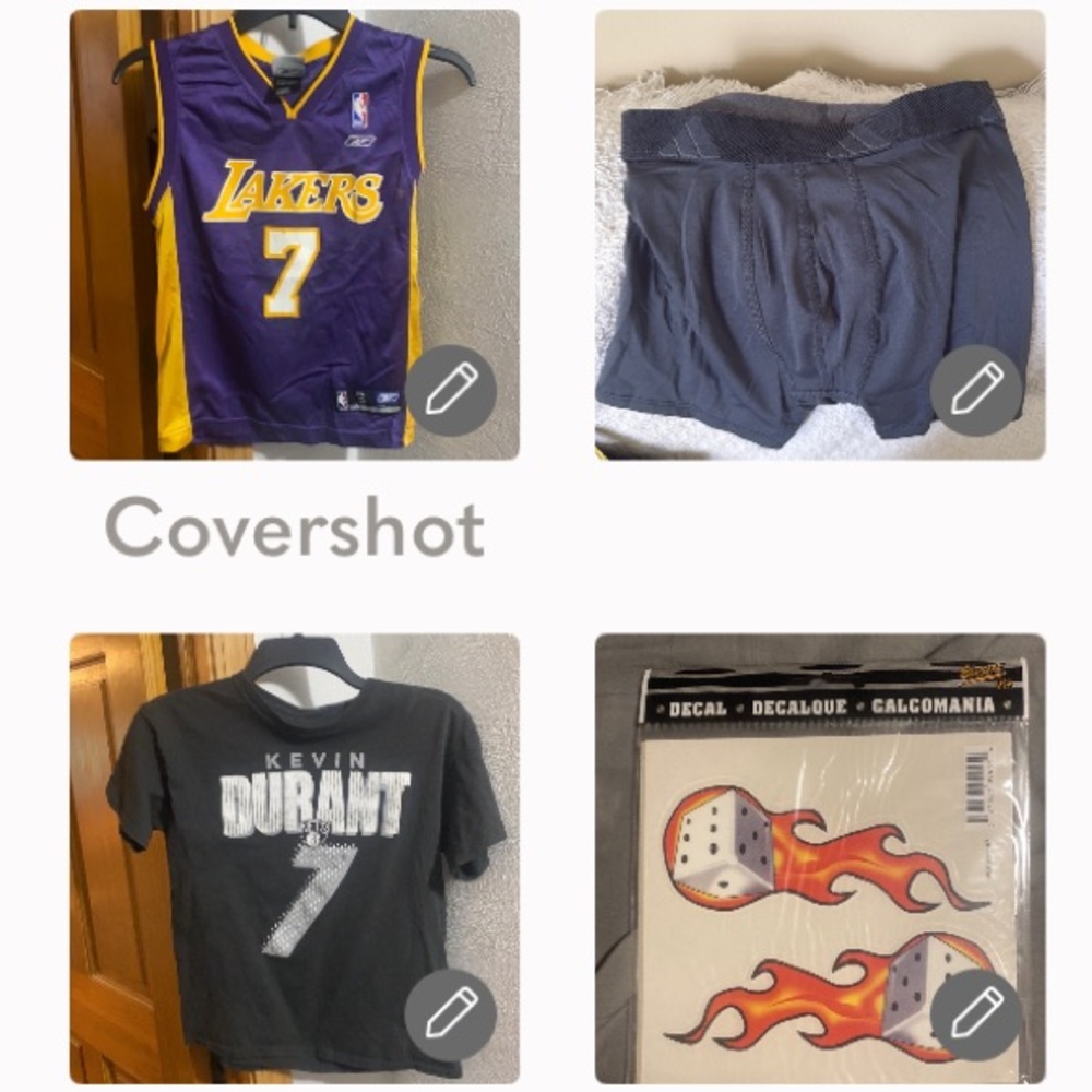 Lakers & Durant 7 Shirt+Jersey sz S child+2🔥NIP🎲decals+ADIDAS🩳szM 10-12